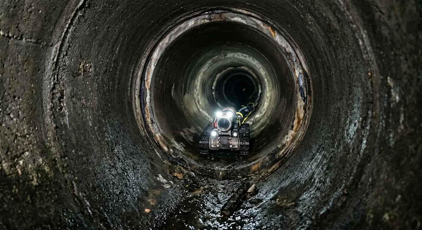 Robotic sewer camera inspecting pipe interior for Sewer Line Repair in Avon